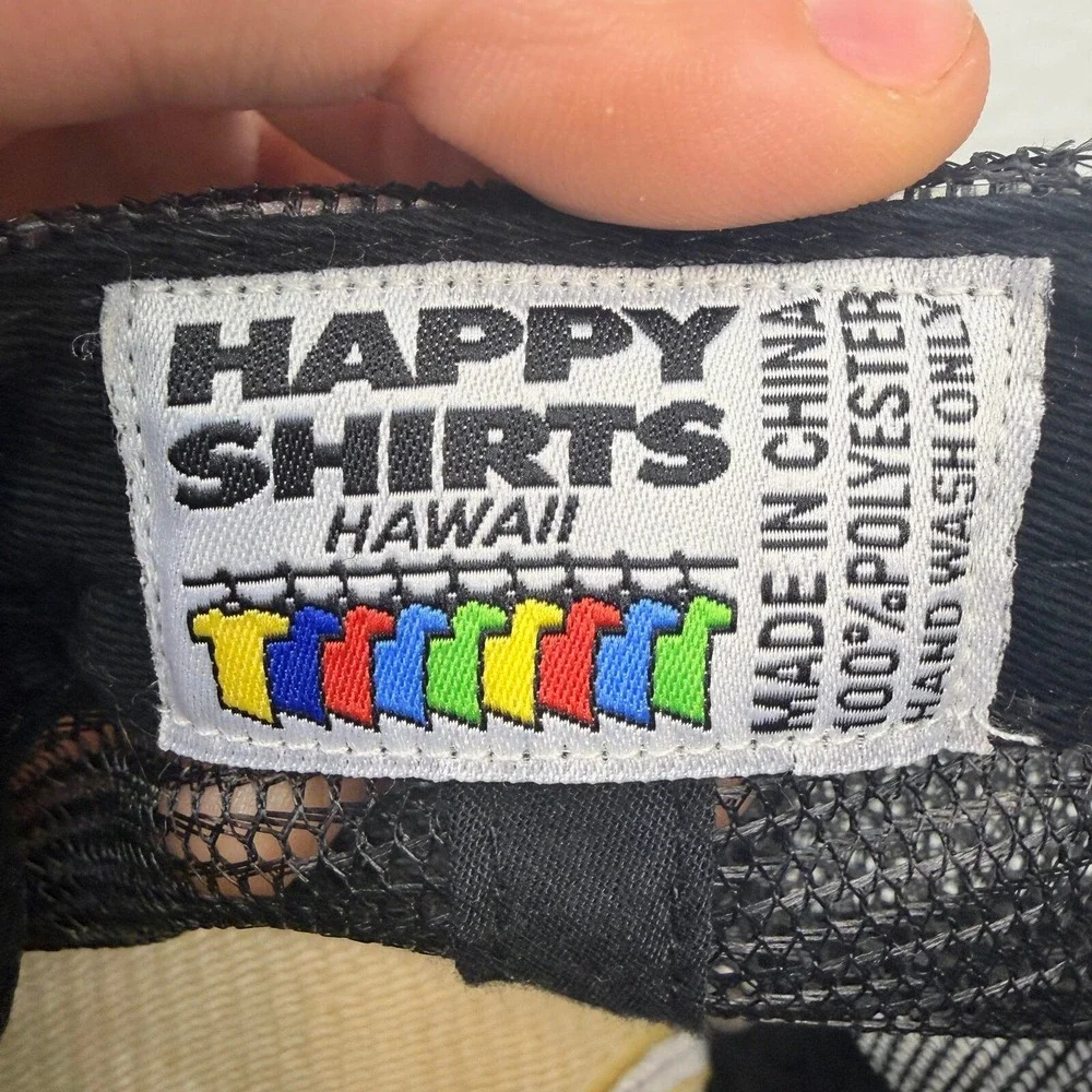 Happy Shirts Hawaii Trucker Hat UH Warriors Mens OSFM Black Green Mesh Snapback